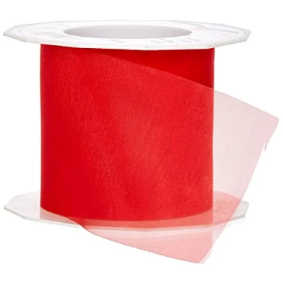 Image of C.E. Pattberg Sheer Organza Ribbon Red, 27 Yards Gift Wrap Ribbon, 2.8 inches Width, Accessories for Decoration &amp; Handicrafts, Presents, Every Occasion