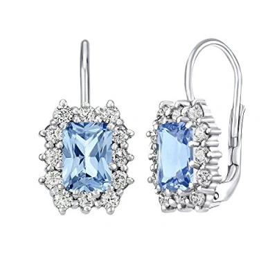 Image of SILVEGO Women 925 Sterling Silver Earrings with Synthetic Blue Topaz Rectangle