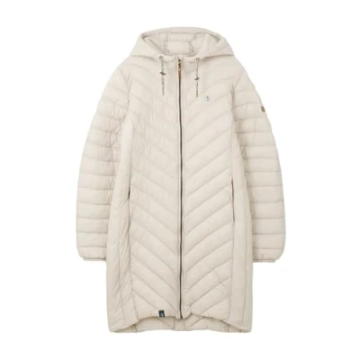 Image of LightHouse Womens Laurel Warm Coat Ladies Outdoor Long Padded Puffa Jacket with Hood Irish Cream 14