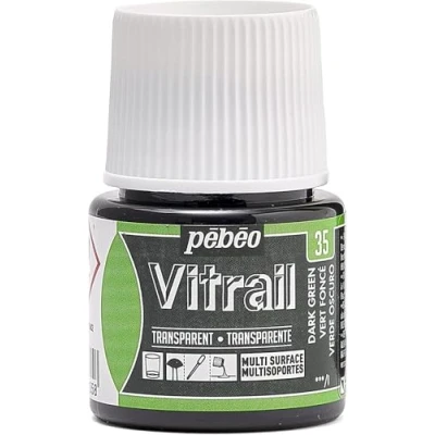 Image of Pebeo 050 035 Vitrail Stained Glass Effect Paint 45 Milliliter Bottle, Dark Green