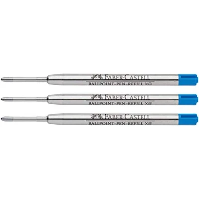 Image of Faber Castell Ballpoint Pen Refill (Pack of 3, Extra Wide, Blue)