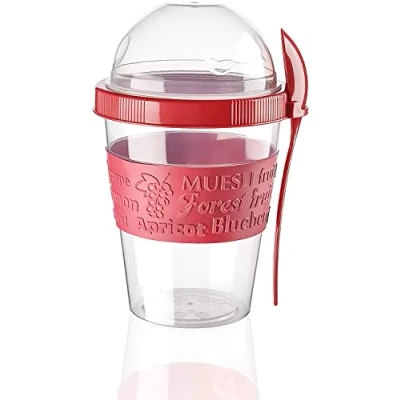 Image of Reusable Yogurt Pots with Lids, Overnight Oats Jar Container Spoon, 20 Oz 600ml Yoghurt Container, Breakfast To Go, Dishwasher Safe Pot Granola Muesli Cereal 100% BPA Free