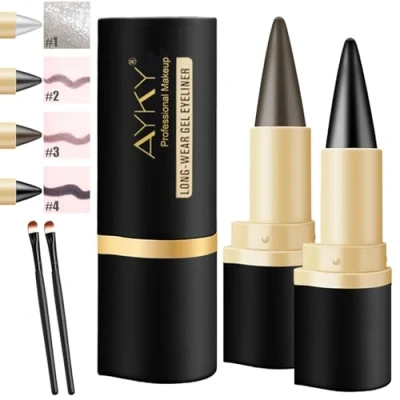 Image of Ayky Long Wear Gel Eyeliner, Natural Black Eyeliner Cream, Waterproof, Waterproof Smudge Proof (#3#4)