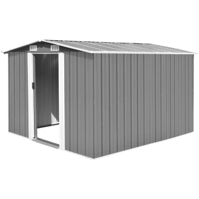 Image of vidaXL Garden Shed 257x298x178 cm Metal Grey