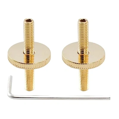 Image of Musiclily Pro Metric Sized M4 ABR 1 Tune o matic Bridge Posts and Thumbwheels for Epiphone Les Paul Style Guitar, Gold (Set of 2)