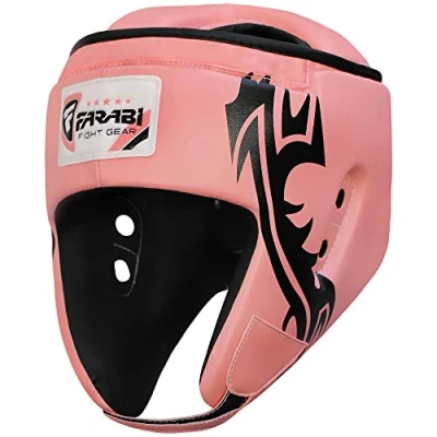 Image of Farabi Sports Boxing Head guard with Adjustable Strap Sparring Gear MMA, Muay Thai Helmet Kickboxing Martial Arts, Karate, Headgear (Pink, S)