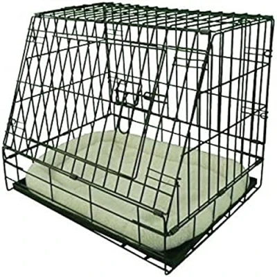 Image of Ellie Bo Black Deluxe Slanted Small 24 inch Folding Dog Cage/Crate with Metal Tray and Bed Mat