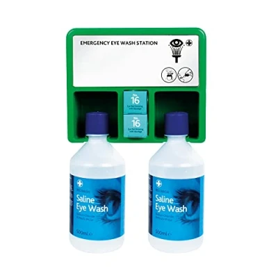Image of Reliance Medical Emergency Sterile Saline Eye Wash Solution Kit Complete Care Point, 2 &amp; Mirror, Dual Purpose Station, Ideal For Minor Problem, Irritation