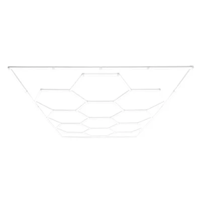 Image of Hexagon LED Lighting 10 Lights &amp; Border 2 x 5 Honeycomb Sets Car Detailing Shop Garage Workshop Gym Showroom Modular White 120 Lumens 6500K Colour Temperature 3 Mount Options Suspended Ceiling Kit