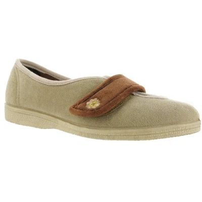 Image of Mirak Womens Andrea Touch Fastening Slipper Beige Size UK 9
