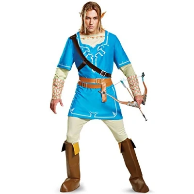 Image of DISGUISE Legend of Zelda Link Breath The Wild Mens Deluxe Fancy Dress Costume Medium Blue