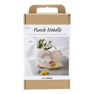 Image of Craft Kit Punch Needle, Pastel Colours, Tote Bag, 1 Pack
