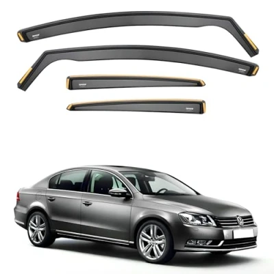Image of iSpeed Wind Deflectors For VW Passat B6 B7 2005 2014 4 Door Saloon 4pc Keep Your Car Ventilated In Rain Reduce Turbulence Tinted Channel Type