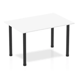 Image of Impulse 1200mm Straight Table White Top Black Post Leg