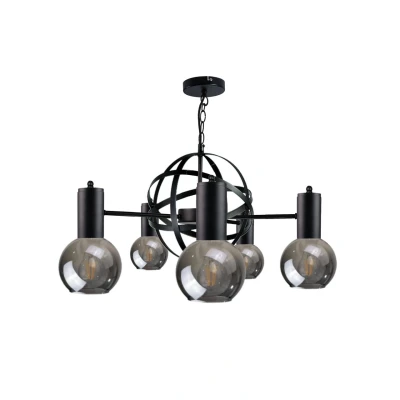 Image of Planet Pendant Ceiling Light Black, 60cm, 5x E27