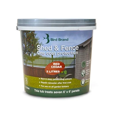 Image of Bird Brand Shed &amp; Fence One Coat Protection, 5 Litre, Red Cedar