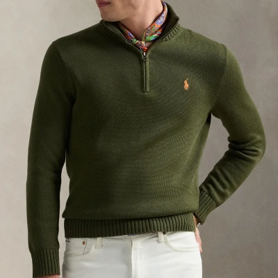 Image of Polo Ralph Lauren Quarter ZIP Jumper, Men&#039;s, Size: Small, New olive
