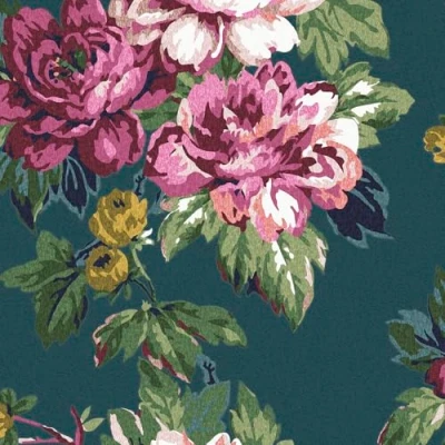 Image of Joules Invite floral Peacock Wallpaper Paste the wall Multicoloured &amp; Navy classic full bloom eye catching textural design feature or 4 Perfect for most rooms