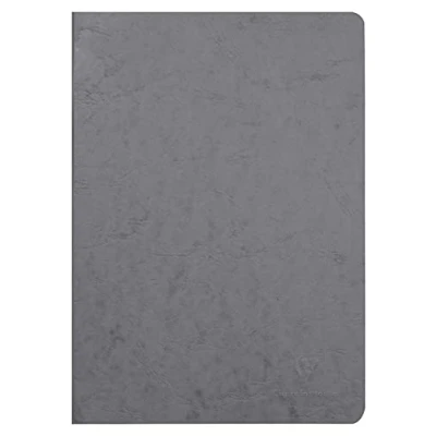 Image of Clairefontaine 733005C Collection Age Bag Gray Stapled Notebook A4 21x29.7 cm 96 Plain White Pages 90 g Paper Glossy Leather Grain Card Cover