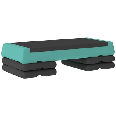 Image of SPORTNOW Fitness Stepper, 3 Height Adjustable Aerobic Step, Non Slip Exercise Step Board for Home Gym Office Workout, 10.5cm, 15.5cm, 20.5cm, Green