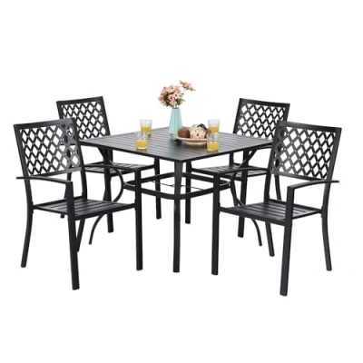 Image of PHIVILLA Garden Table and Chairs Set of 4 Patio Metal Outdoor Bistro Furniture Sets Weather resistant (Net)
