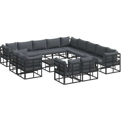 Image of Vidaxl Garden Sofa Set 14 pcs Black 70 x 32 cm Aluminium