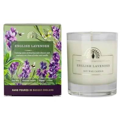 Image of The English Soap Company Signature Scented Candle, Hand Poured Soy Wax Candle with 35 Hour Burn Time, Lavender 170mls