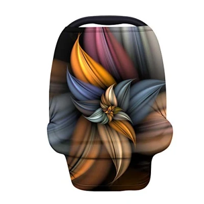 Image of Binienty Abstract Flower Print Nursing Cover for Newborns Girls Boys, Stretchy Breathable Baby Car Seat Covers Infants Canopies