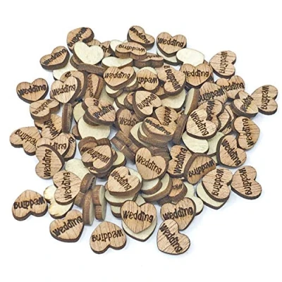 Image of 10mm Wedding Love Hearts Wooden Shabby Chic Craft Scrapbook Vintage Confetti (50)