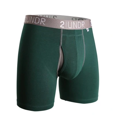 Image of 2UNDR Swing Shift Boxer Shorts Men&#039;s Dark Green, Moisture Wicking Baselayer, Size L for Running
