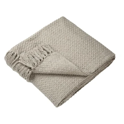 Image of Drift Home Natural Throw with Tassel (180 x 130cm) Sustainable Recycled Cotton Woven Blanket in Basket Weaved Textured Sofa Blanket/Bed Large