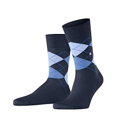 Image of Mens 1 Pair Burlington Manchester Argyle Cotton Socks Navy 46 50