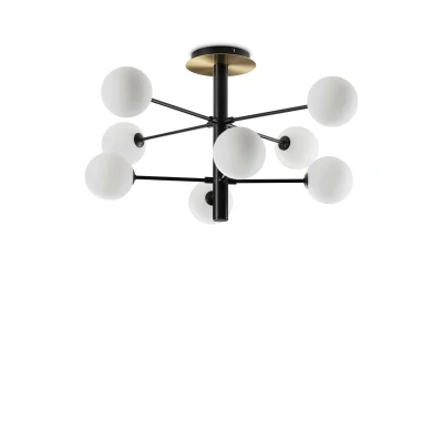 Image of Cosmopolitan 8 Light Globe Ceiling Matte Black, Satin Brass