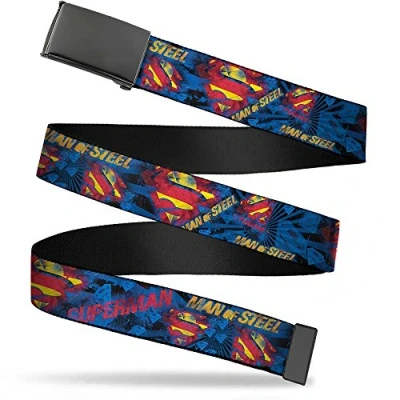 Image of Buckle Down Belt Web Superman 1.25&quot; Wide Fits up to 42&quot; Pant Size uni sex adults mens