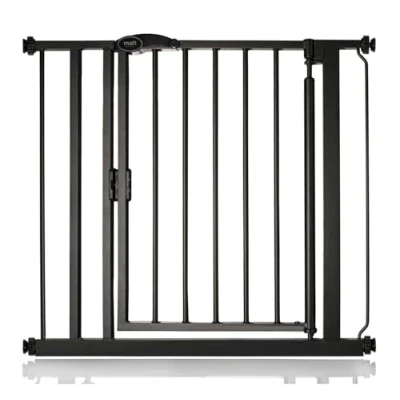 Image of Safetots Pressure Fit Self Closing Stair Gate, 82.2cm 89.2cm, Matt Black, Auto Baby Safety Barrier for Toddler, Easy Installation