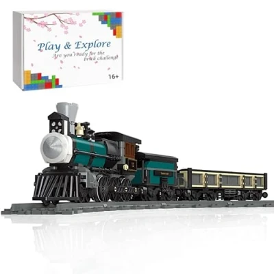 Image of Technic Train Building Kit, 560Pcs TH 10 Steam Retro Locomotive with Tracks, City Freight Model Creative Gifts for Children and Adults, Compatible Lego