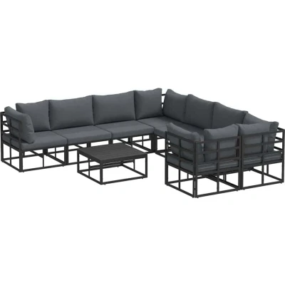 Image of Vidaxl Garden Sofa Set 9 pcs Black 70 x 32 cm Aluminium