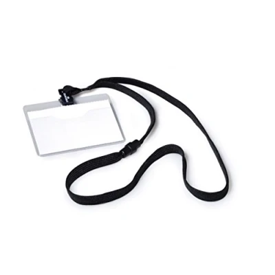 Image of Durable Name Badge with Textile Neck Strap Black (Pack of 10)