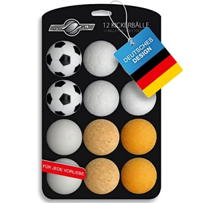 Image of GOODS+GADGETS Table Football Balls speedball 12x pieces Premium Soccer Balls; Kicker Ball Set of different types (cork, PE, PU, ABS) 35mm