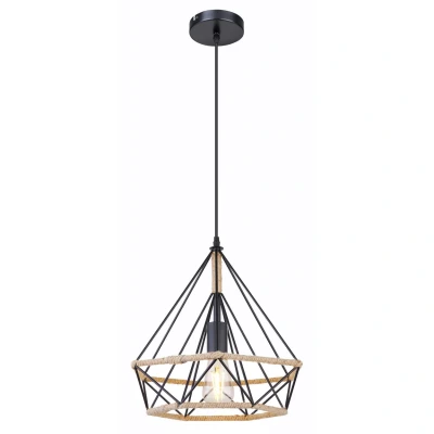Image of Ulleu 38cm Wire Frame Pendant Ceiling Light Black 1x E27