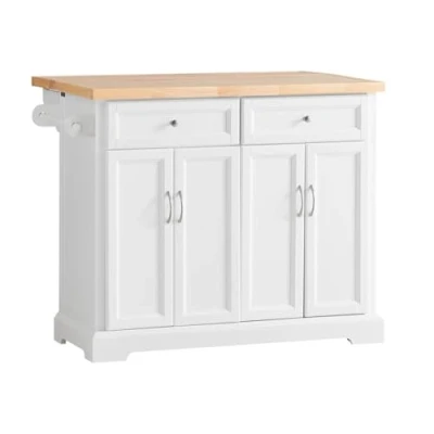 Image of SoBuy FKW71 WN, Extendable Kitchen Storage Trolley Cabinet Cupboard Sideboard Island