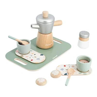 Image of Janod Italian Style Set 13 Wood Accessories Pretend Play Toy Children’s Coffee FSC Wooden 24 Months +, J06630, Multicolor