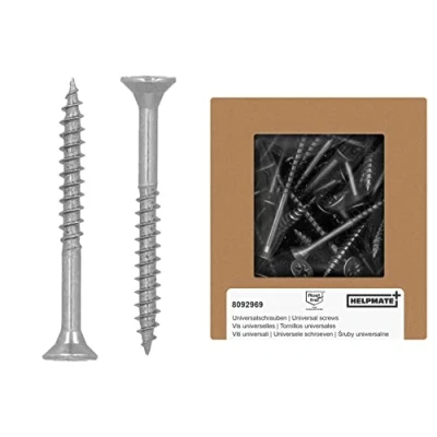 Image of HELPMATE Universal Screws Countersunk Head 4.0 x 40 Stainless Steel A2 Rustproof Pack of 225 Wood with PZ 2 Drive and Partial Thread Chipboard for Indoor Outdoor Use