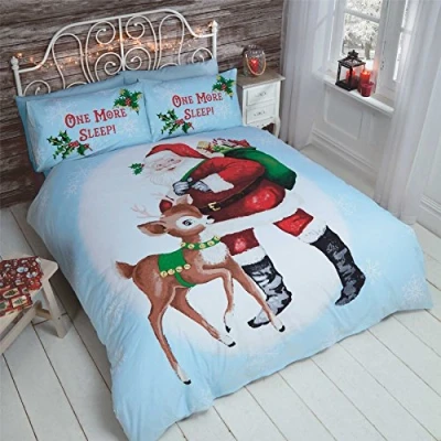 Image of Rapport Home Kingsize Christmas Duvet Cover Set: One More Sleep Winter Santa Bedding Set