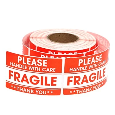 Image of 500 Fragile Stickers, 2&quot; x 3&quot; Red Warning Label Shipping for Packing Strong Adhesive Sticker Handle with Care