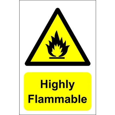 Image of Highly flammable Safety sign Self adhesive sticker 150mm x 100mm