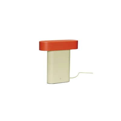 Image of HÜBSCH LED table lamp Sleek, light green/red, iron, PC