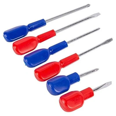 Image of 6pc Multicolour Carbon Steel Cabinet Handle Screwdriver Set By Blackspur
