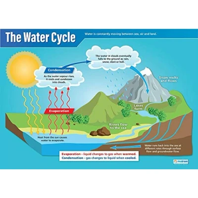 Image of the Water Cycle Science Posters Gloss Paper measuring 850mm x 594mm (A1) Charts for Classroom Education by Daydream