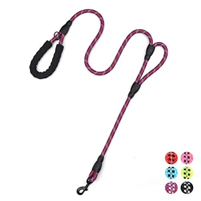 Image of Strong Rope Dog Lead 6ft Long with Two Padded Handles,Heavy Duty,Reflective Double Handle Training for Large Dogs or Medium Dogs,Dual Handles Leash(Purple)